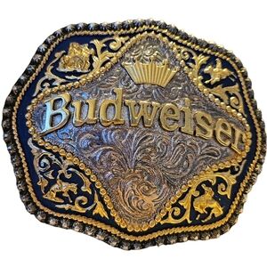 🏍 2007 Budweiser Gold and Silver Belt Buckle